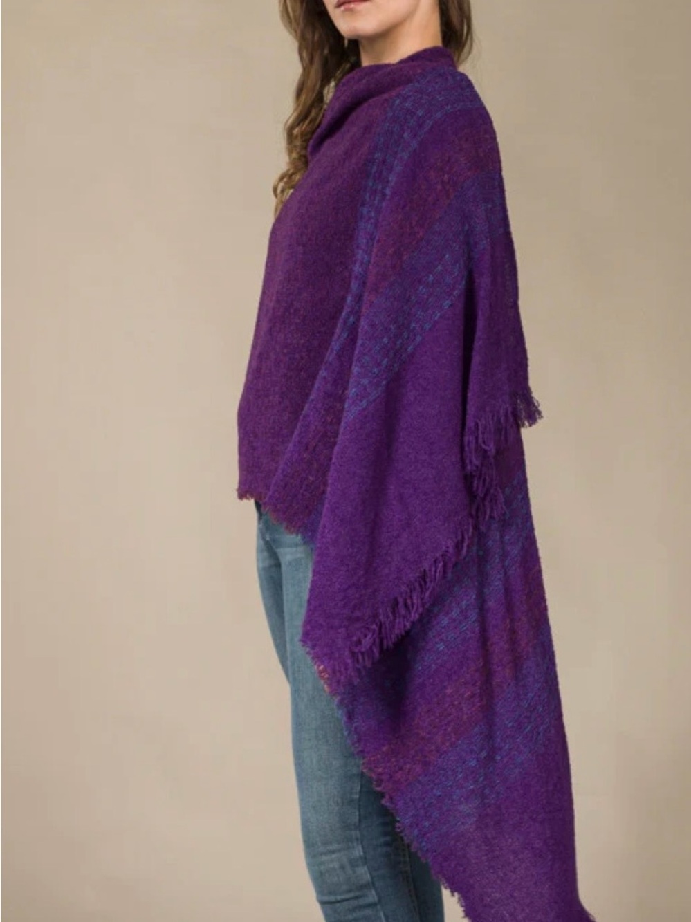 Lambswool Celtic Ruana Wrap in Deep Purple